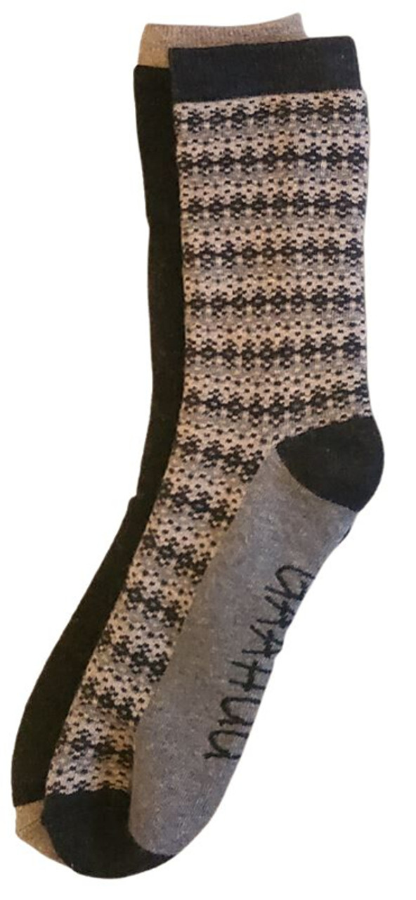 GaaHuu Men's 2 Pack Thermal Cushion Socks - Gray Fairisle