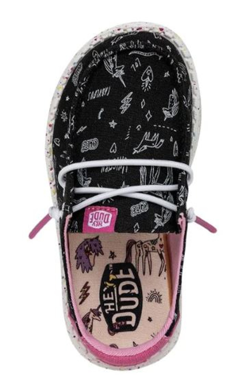 Hey Dude Girls Wendy Toddler Unicorn Black Casual Shoes