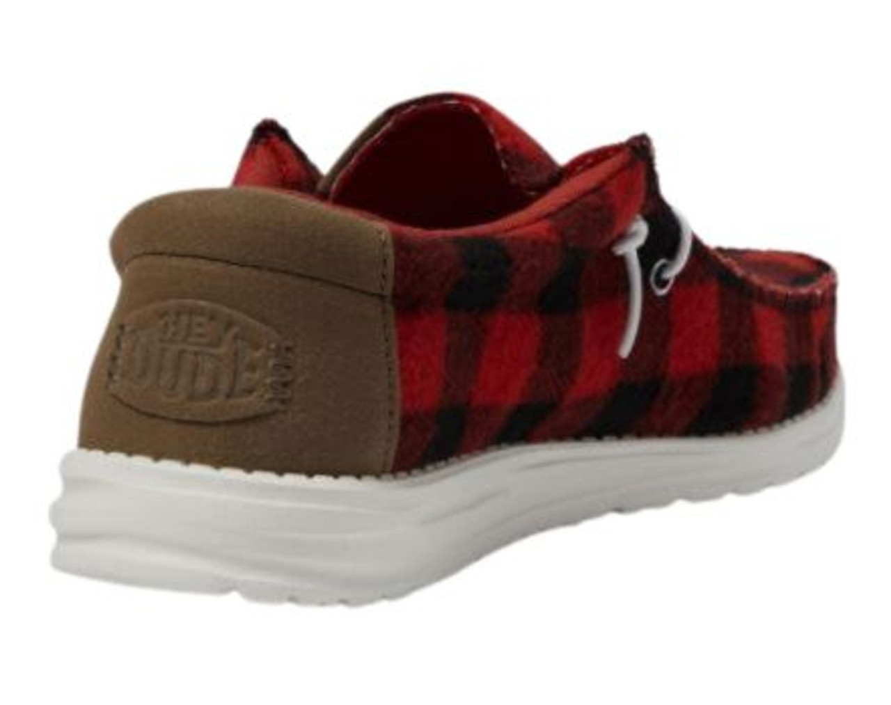 Hey Dude Men's Wally Buffalo Plaid Red Casual Shoes