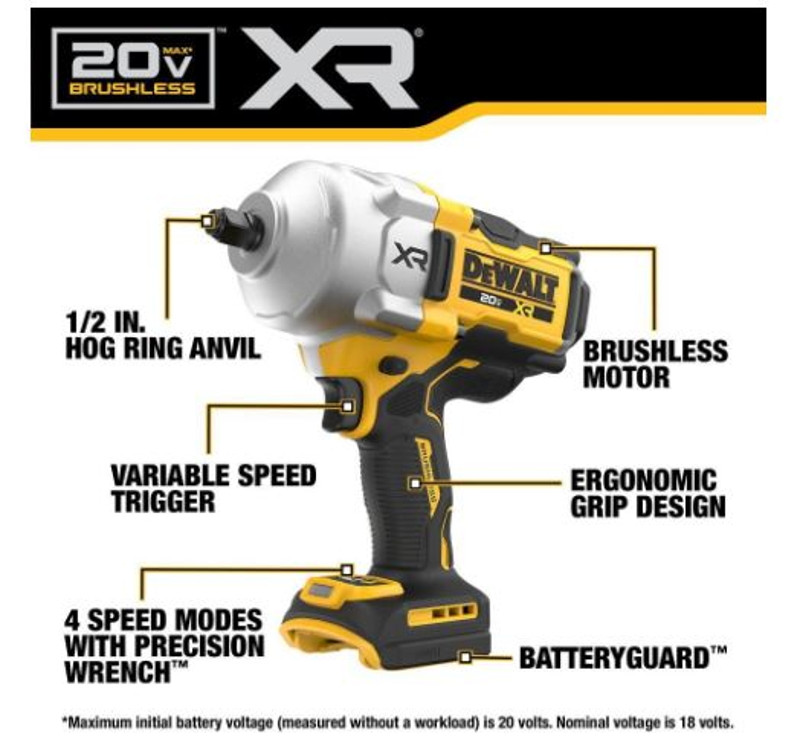 DeWalt 20V Max 1/2 XR High Torque Impact Wrench Kit