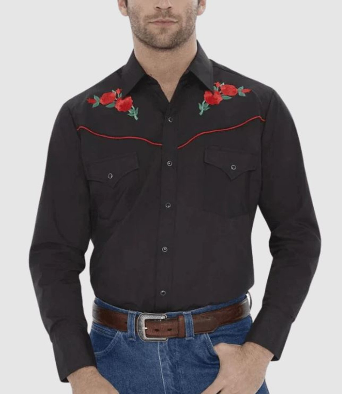 Men's Wrangler® Logo Long Sleeve Western Snap Plaid Shirt