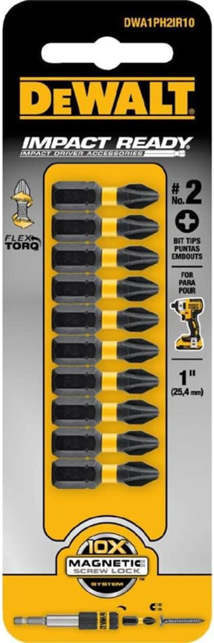 Embout de tournevis DeWALT Flextorq de 1/4 po x 2 po, Phillips (3