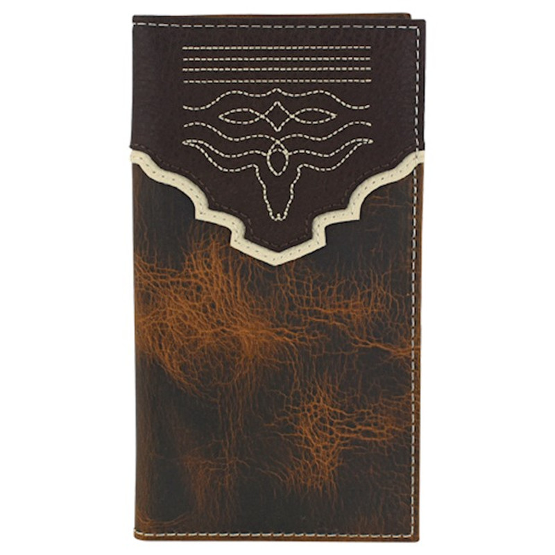 Tony Lama Men's Genuine Leather Rodeo Wallet with Brown Oiled