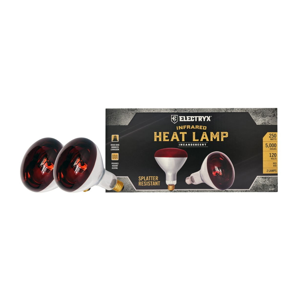 Electryx 250 Watts Infrared Heat Lamp - Splatter Resistant - 2 Pack