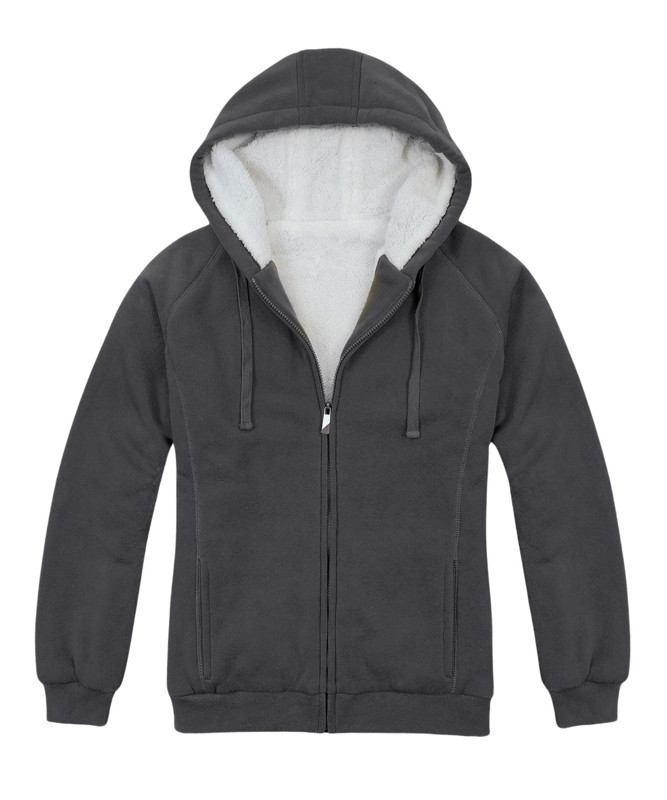 R Country Women's Charcoal Fleece Zip Up Hoodie with Soft Berber