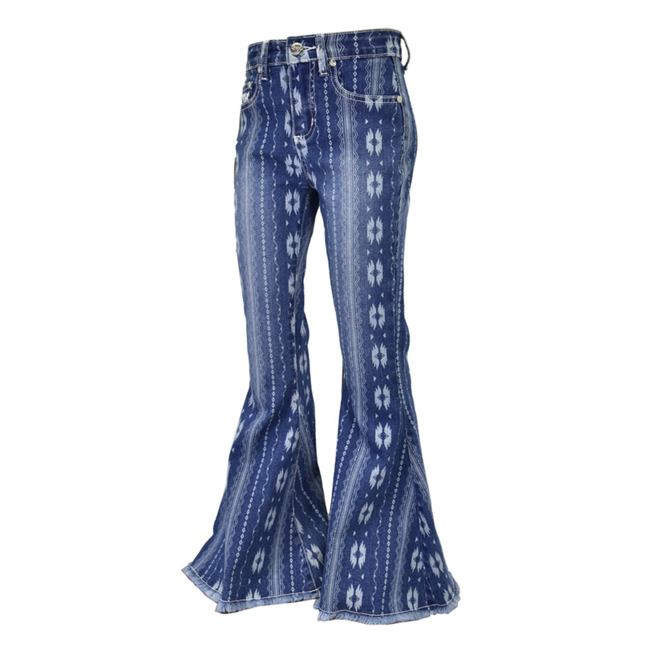 Cowgirl Hardware Girl's Medium Wash & Light Wash Aztec Print
