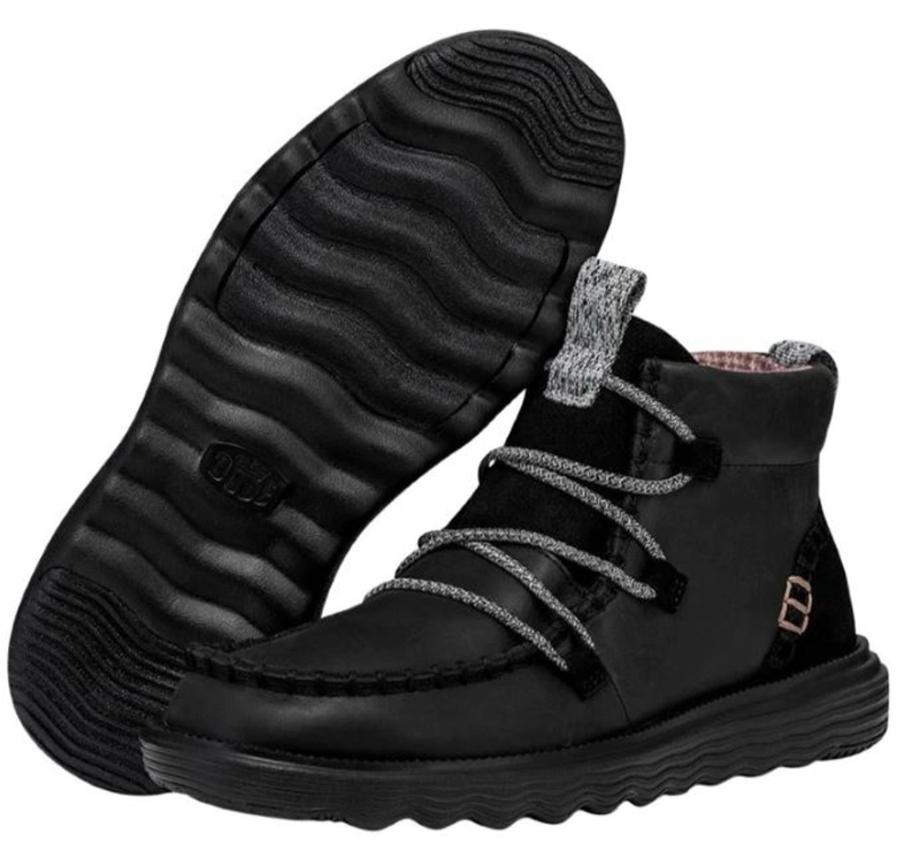 Hey Dude Women's Reyes Black Leather Slip On Boots