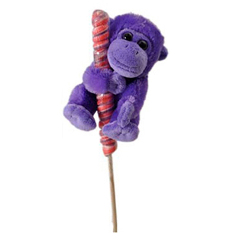 The Petting Zoo Lollyplush Monkey with Rainbow Lollipop- Assorted