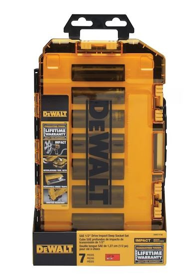 DeWalt 7 Piece 1/2IN Drive Deep Impact Metric Socket Set