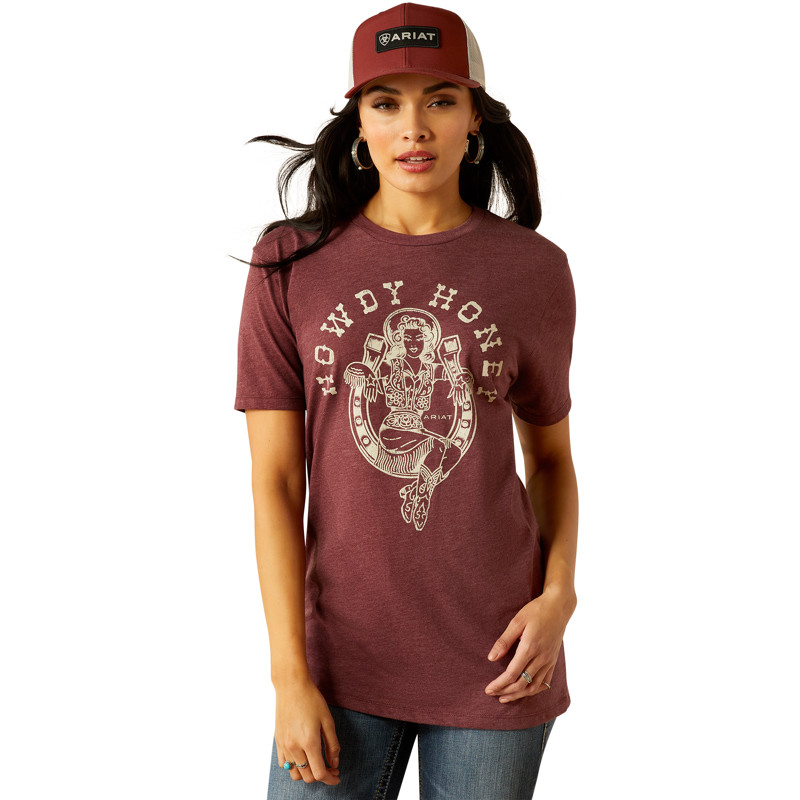 Ariat Women's Maroon Heather Rodeo Sweetie Short Sleeve Shirt
