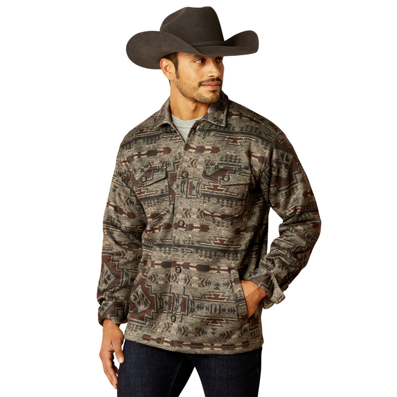 Ariat Men's Brindle Gray Caldwell Printed Long Sleeve Shirt Jacket