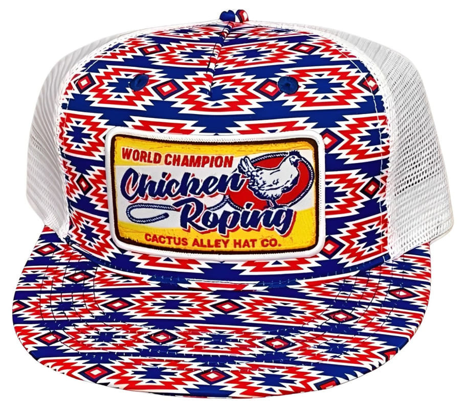 Cactus Alley Hat Red, White & Blue Aztec w/White Mesh Merica