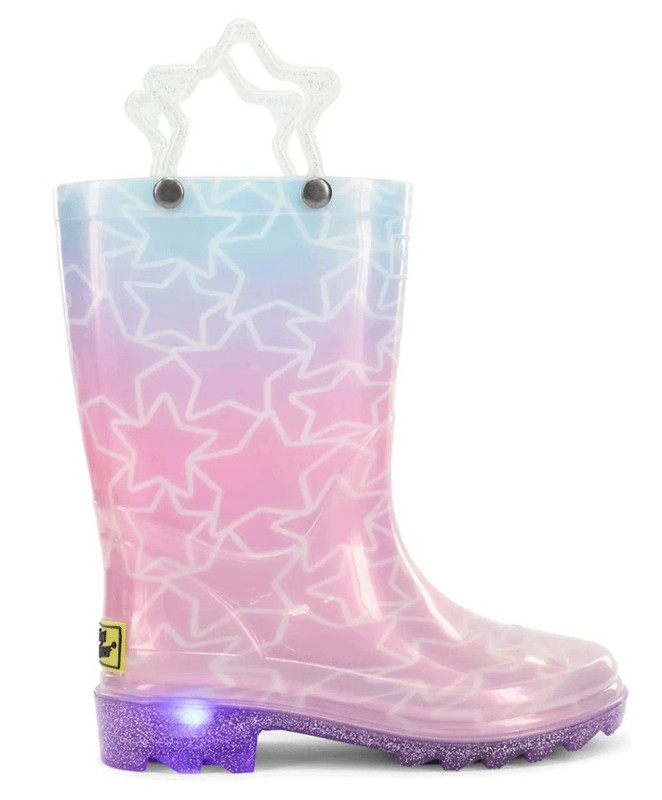 Western Chief Kids Pink, Purple Blue Glitter Stars Lighted Rain