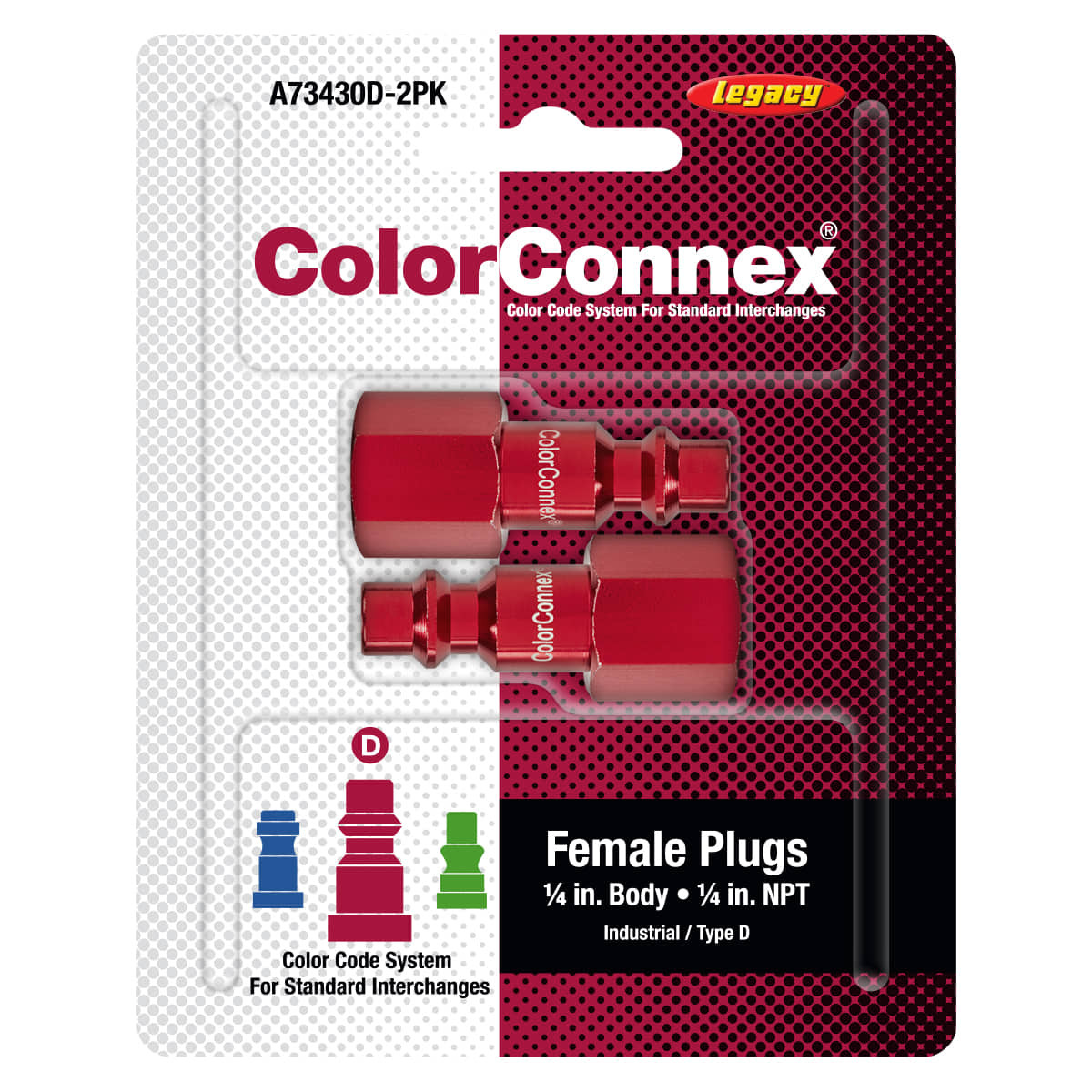Legacy Colorconnex Type D, Red Quick Disconnect Plug - 1/4in