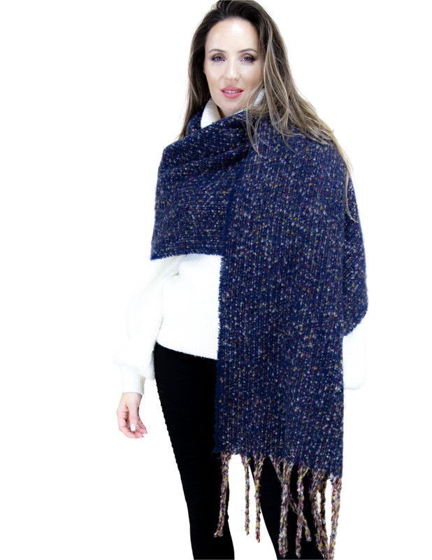 iScarf Women's Navy Sparkle Fringed Edge Scarf