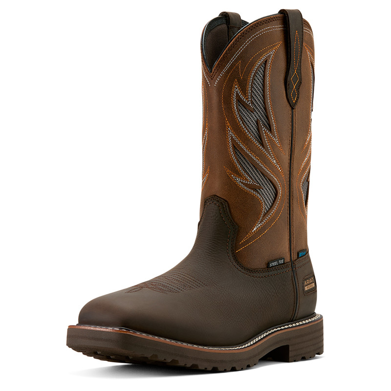 Ariat Men's Dark Brown Rebar Lift Western VentTEK Waterproof Steel