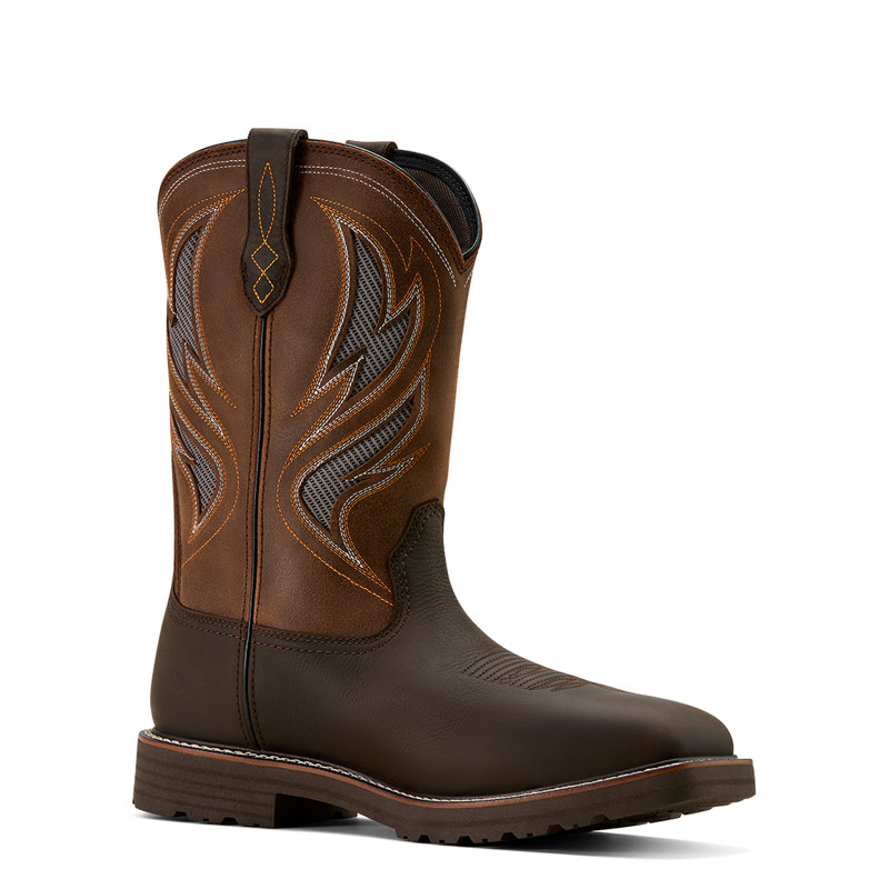 Ariat Men's Dark Brown Rebar Lift Western VentTEK Waterproof Steel