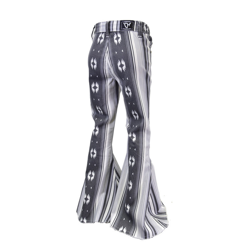 Cowgirl Hardware Girls' Black White Aztec Pattern Bell Bottom