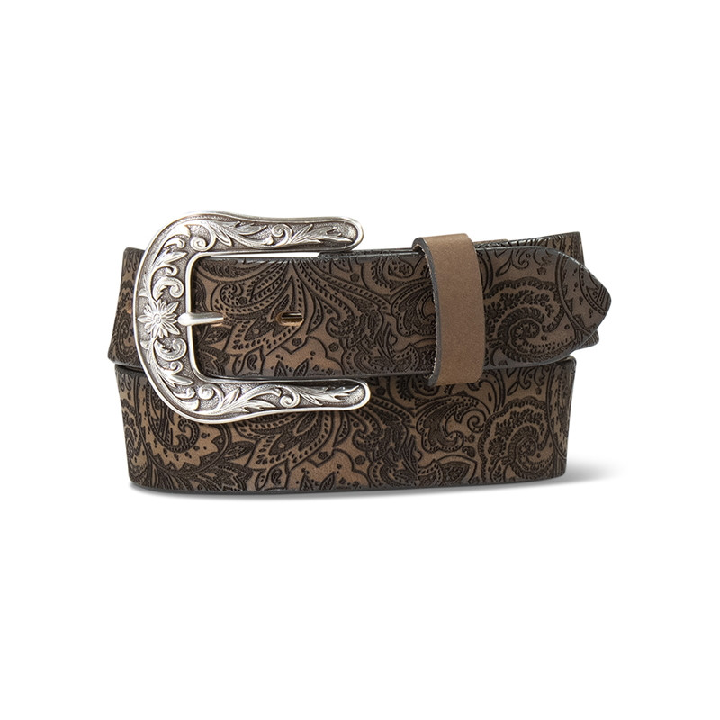 【BROWN】Paisley belt Ariat Womens Paisley Brown Leather Belt