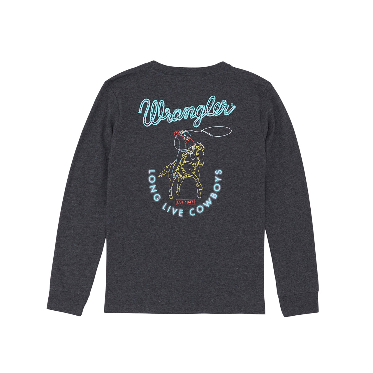 【mahagrid】22FW★ WRANGLER LS TEE Wrangler Boys Black Neon Long Sleeve Shirt