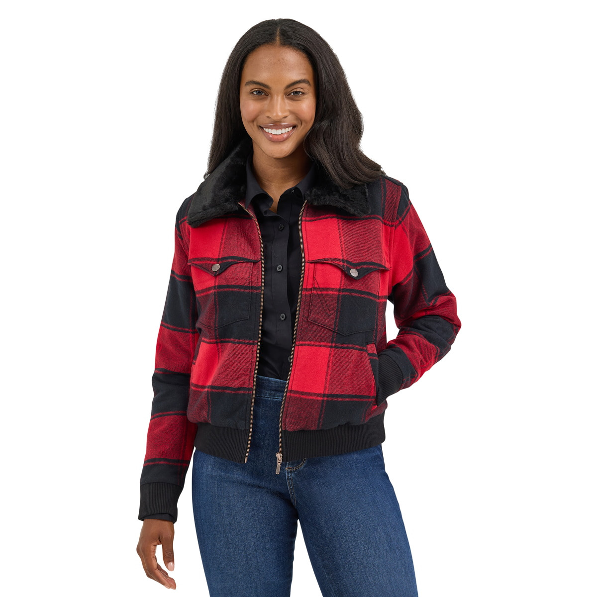 Buffalo Plaid Fleece Jacket Plaid Fleece Bomber Jacket Womens