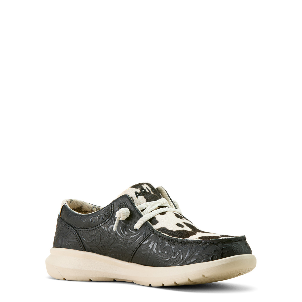 Ariat Ladies Black Floral Emboss & Black/White Hair On Hilo Slip