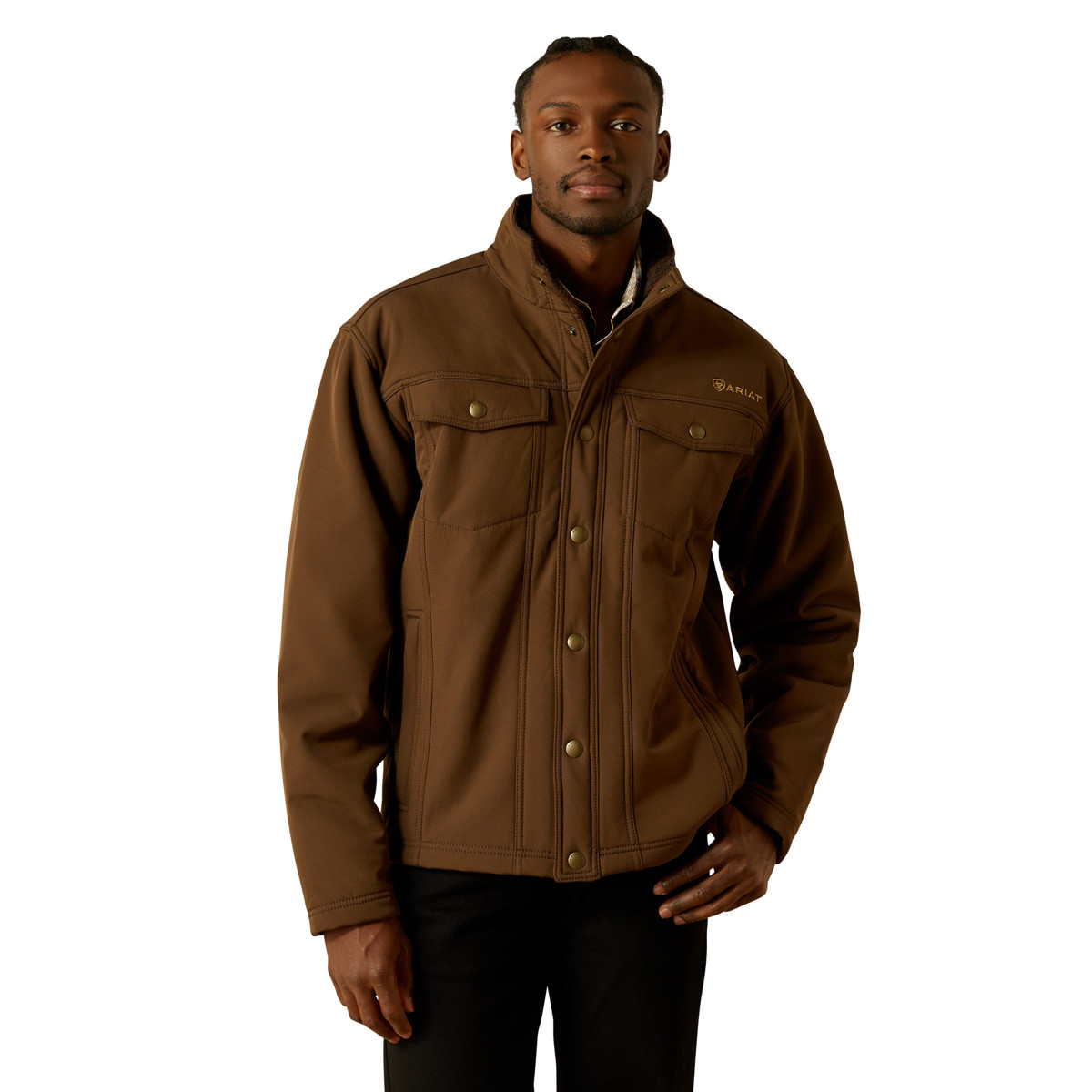  トラックジャケット　フリークスストア　brown Mサイズ Ariat Men's Dark Brown Vernon Sherpa 2.0 Button Up Jacket