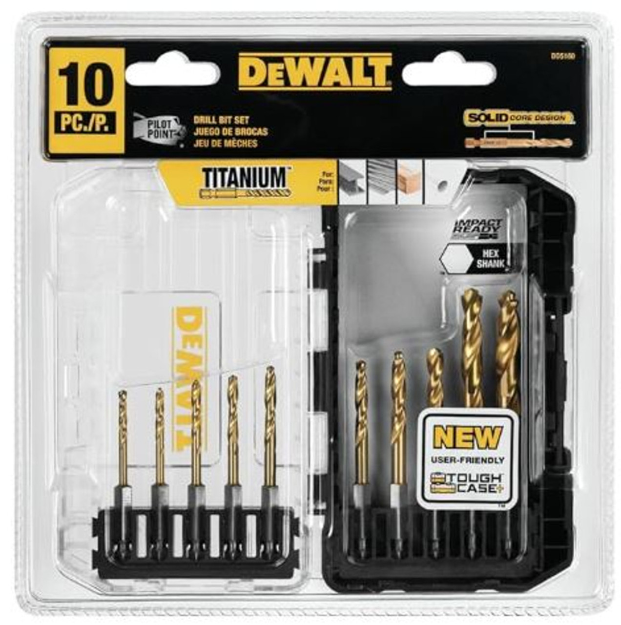 DeWalt Titanium Nitride Coated Drill Bit Set, 10-Piece Impact