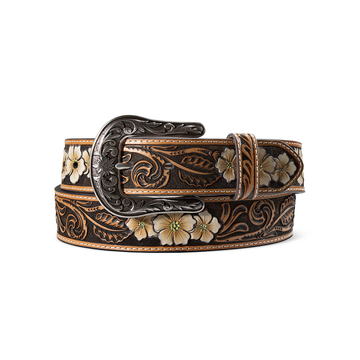 Ariat Ladies Brown Leather Belt with UV Printed Peach  display picture 2