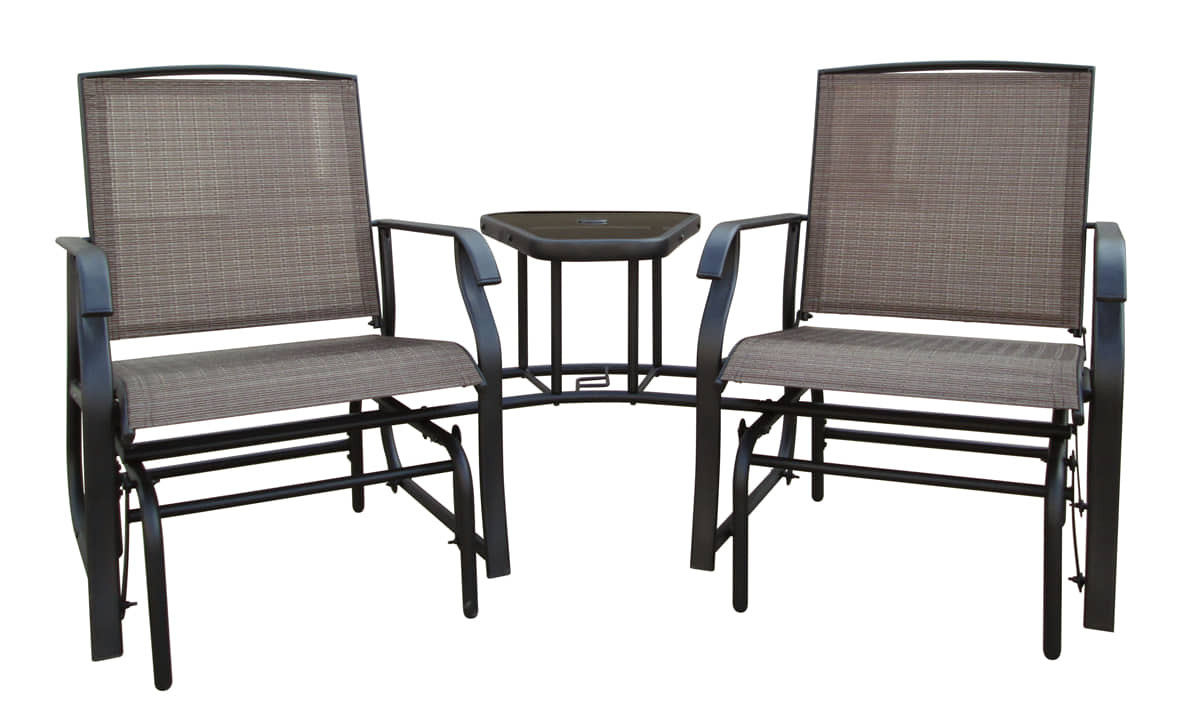 Backyard Expressions Sling Fabric Tete-a-tete 2 Person Glider