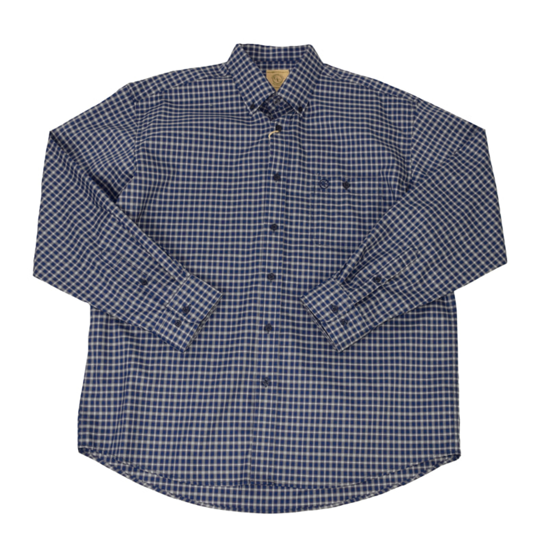 Gunnison Creek Men's Navy/Olive Plaid Long Sleeve Button Up Shirt