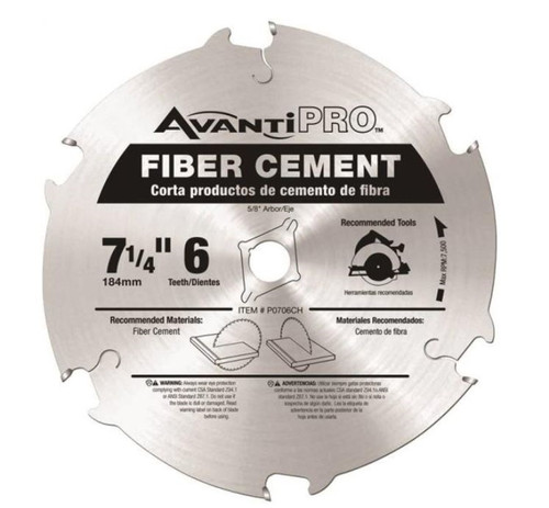 AvantiPRO 7 1/4" 6T Circular Saw Blade for Fiber Cement