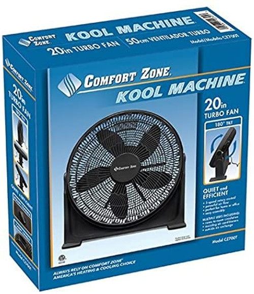 Comfort Zone 20" 3-Speed High Velocity Fan w/Adjustable Tilt & Sturdy Base