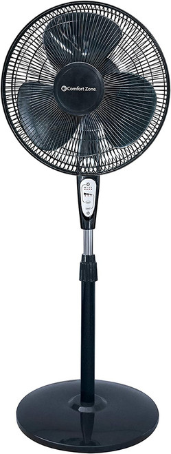 Comfort Zone Quiet 3-Speed 18in Oscillating Pedestal Fan