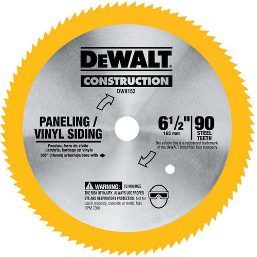 DeWalt DW9153 6-1/2 in. 90 T Steel Saw Blade (Vinyl/Panneling)