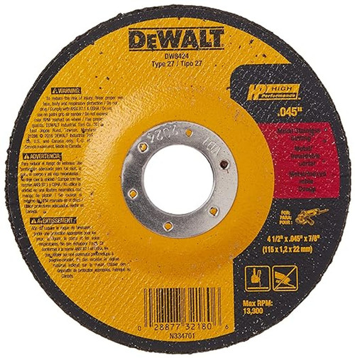 DeWalt DW8424 Thin Cutting Wheel, 4-1/2-Inch x .045-Inch x 7/8-Inch