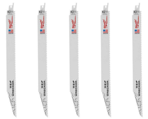 Milwaukee 12 in. Wrecker Demolition Multi-Material Cutting Sawzall Reciprocating Saw Blades - 5pk