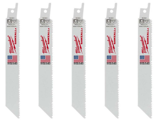 Milwaukee 6in. Muilti-Material Cutting Sawzall Reciprocating Saw Blades - 5 Pack