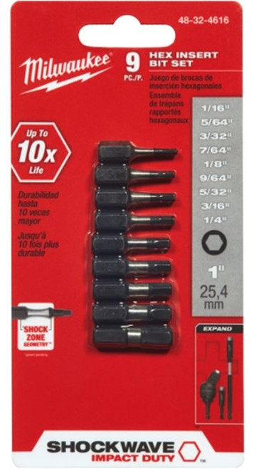 Milwaukee Shockwave Impact Duty Hex Bit Set - 9 Pieces