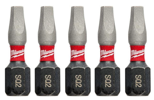 Milwaukee 1 in. #2 Square Recess Shockwave Impact Duty Steel Insert Bits - 5 Pack