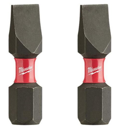 Milwaukee Shockwave Impact Duty 1 in. and 1/4 in. Slotted Insert Bit - 2 pack