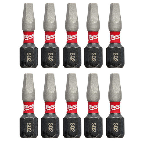 Milwaukee Shockwave Impact Duty #2 Square Recess 1 in. Steel Insert Bits - 10 Pack