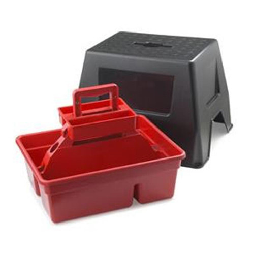 Miller Mfg. - Plastic Dura Tote Box  and Step Stool - Black Red
