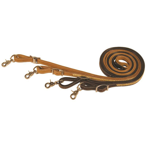 Buffalo Leather - Roping Rein with Rawhide Lace - Dark