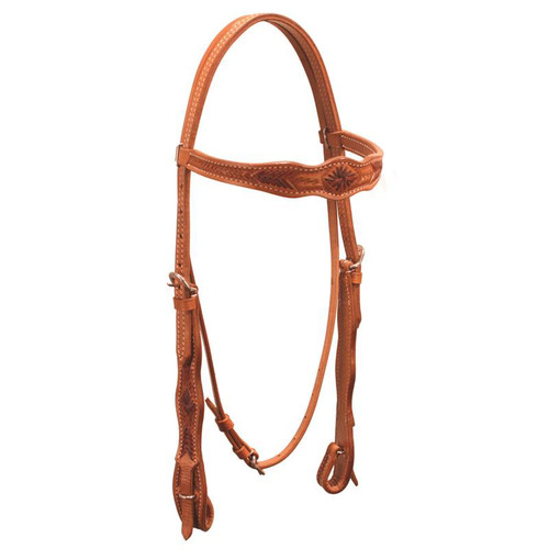 Buffalo Leather - Headstall with Tooled Brow Band 