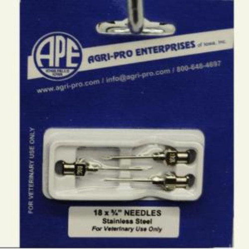 Agri-Pro - 18G X 3 4 inch Stainless Steel Economy Needles, Pack Of 3
