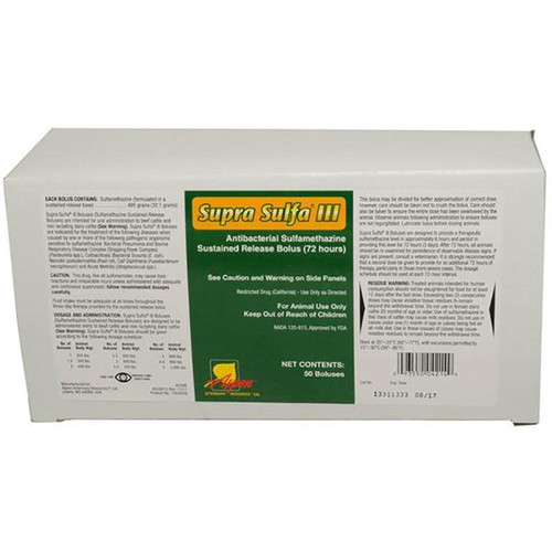 Animal Health Supra Sulfa III Cattle Bolus- 50 Count
