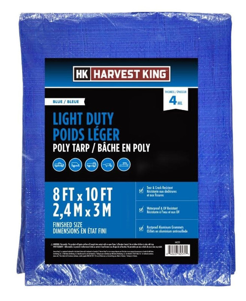 Harvest King Blue Poly Tarp 8 x 10 Ft Light Duty