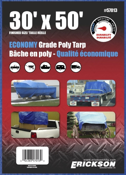 Erickson Mfg. 30' x 50' Blue Utility Tarp