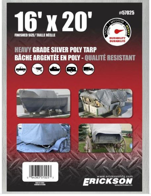 Erickson Mfg. 16' X 20' Heavy Duty Silver Tarp